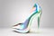 3D render style holographic shiny high heels shoe