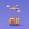 3d render of suitcases with airplane,Online travel and tourism planning concept,holiday vacation,Ready for travel