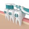 3d render of teeth with braces and toothbrush