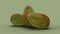 3d render three avocados on a green background healthy food