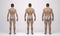 3D Render : three different male body type : underweight, muscular, overweight