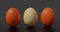 3d render. three eggs easter simple egg background