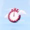 3d render timer with cloud on blue background. Stopwatch, timer 3d renderin icon and illustration.