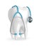 3d render of tooth with stethoscope over white