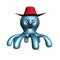 3d render of a toy octopus with a red cowboy hat