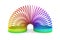 3D render of toy plastic colorful rainbow spiral spring