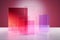 3d render, translucent glass with violet pink blue gradient, simple square shapes Generative AI.