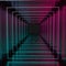 3d render, ultraviolet neon square portal, glowing lines, tunnel, corridor