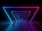 3d render, ultraviolet neon triangular portal, glowing lines, tunnel, corridor, virtual reality, abstract fashion background,