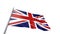 3D render United Kingdom Flag with flag pole waving in the air.