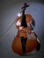 3D render vertical of a shiny clean brown violin on a dark foreground