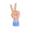3D render of victory hand gesture on white