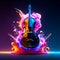 3d render of a violin in a paint splash on a dark background Generative AI