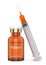 3d render of vitamin C glass bottle with syringe