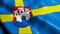 3D Render Waving Sweden City Flag of Helsingborg Closeup View