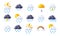 3d render weather icons set, day or night elements