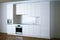 3d render white contemporary kitchen in interior perspective