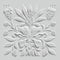 3d render, white floral carving, gypsum wall decor, carved stone tile, botanical pattern, medieval ornament, alabaster plaster