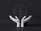 3d render, white mannequin hands isolated on black background, black marble board, gravestone, golden catholic cross, religious