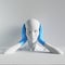 3d render, white woman sculpture, female mannequin bald head, ears closed by hands in sterile blue latex gloves, isolated on white