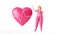 3d render, woman cardiologist wears glasses, pink uniform and stethoscope, pink heart cardiogram icon, cartoon character doctor