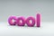 3D render of the word COOL in bubbly pink letters