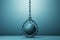 3d render of wrecking ball with chain on blue background. Ai generative
