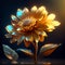 3D render of a yellow gerbera on a dark background Generative AI