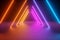 3d render, yellow pink blue neon light, abstract ultraviolet background, triangle shape, dynamic glowing lines, psychedelic