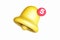 3d render yellow ringing bell with new notification for social media reminder