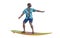 3D Render : young surfer businessman with a VR headset surfing on the surfboard