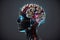 3d rendered anatomy illustration of a human body shape with brain