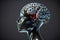 3d rendered anatomy illustration of a human body shape with brain