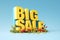 3D rendered BIG SALE sign, realistic, attention grabbing, ideal for advertising