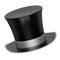 3D rendered black decoration top hat with silver ribbon