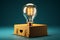 3D rendered bulb, box A minimal approach to visualizing strategic innovation analysis