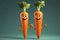 3D Rendered Character of a Single Cute Carrot Displaying a Range of Emotions Set Against a Solid Color Background