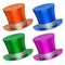 3D rendered collection of colorful decoration top hats