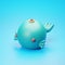 3D rendered cute blue puffer fish toy