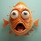 3d Rendered Fish Face With Iconic Pop Culture References