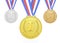 3D rendered gold, silver, bronze medals