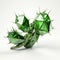 3d Rendered Green Cactus With Spikes On White Background