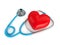 3d rendered heart with stethoscope on white