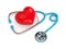 3d rendered heart with stethoscope on white