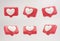 3d rendered heart textbox, heart icon, love social media notification, emoticon on the chat box. Set Like heart icon on