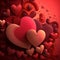 3D rendered hearts background illustration