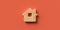 3D rendered house symbol on colorful background