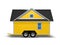3D Rendered Illustration of a tiny house on a trailer.