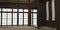 3d rendered illustration of a traditional karate dojo or school with training mat and rice paper windows.