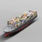 3D rendered large container ship with colorful storage unites, 3D rendered